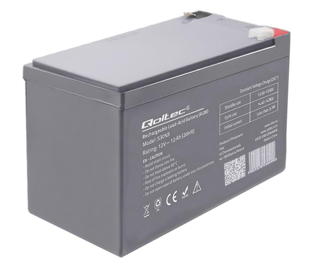 Qoltec Akumulator AGM 12V 12Ah - 1238923 - zdjęcie